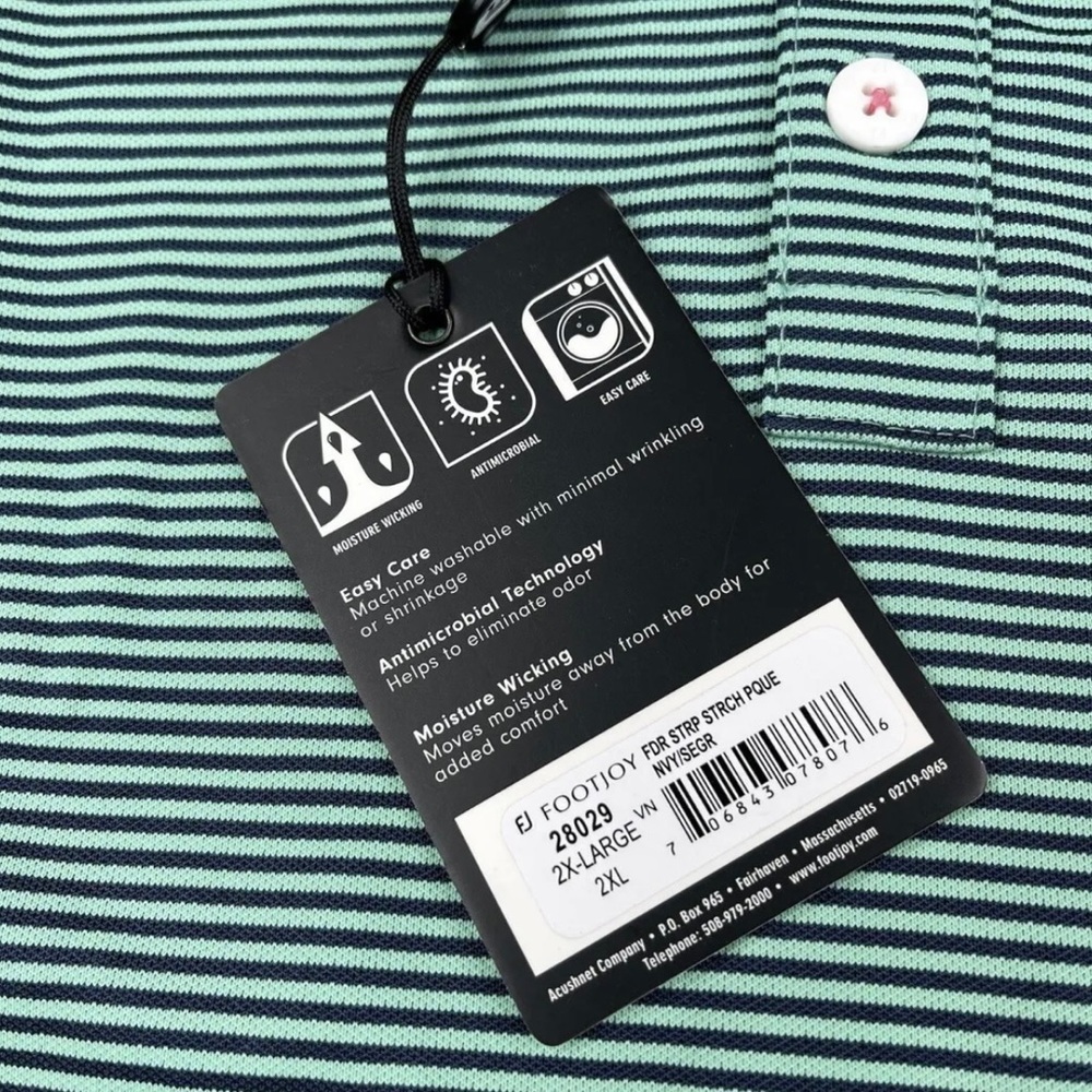 FOOTJOY FJ STRIPED GOLF POLO SHIRT SHORT SLEEVE MENS XXL 2-XL - NEW WITH TAGS - Picture 4 of 4